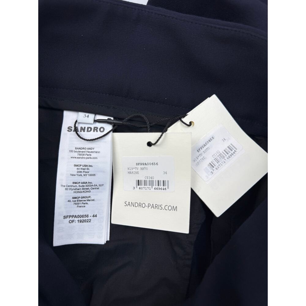 NWT SANDRO Straight-Leg Trousers Size 2 Navy Blue - Picture 8 of 9